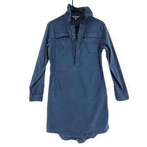 Title Nine Wren Shirt Dress S Blue Utility Buttons Long Sleeve Casual Athleisure